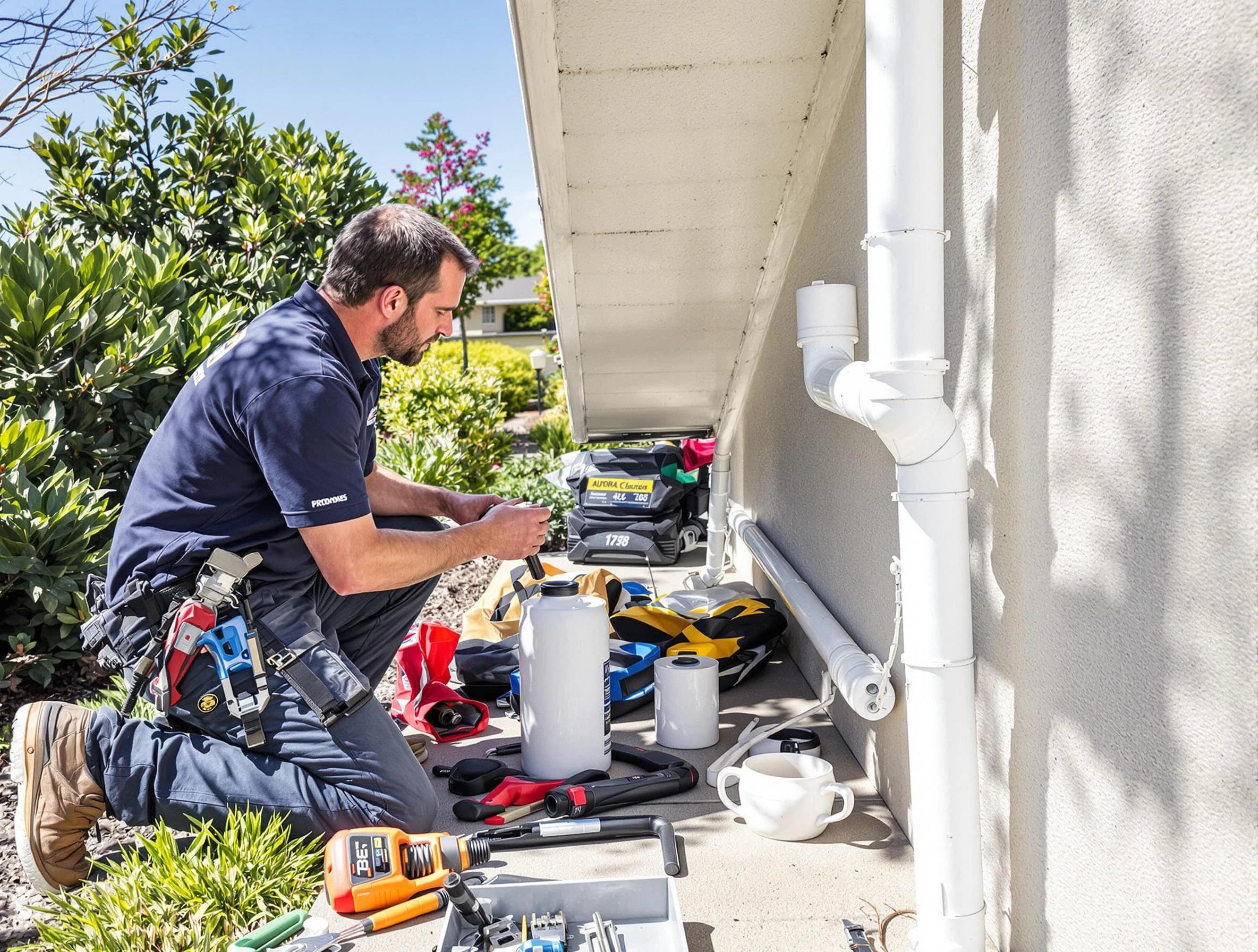 Medina Roofing Company expert fixing a downspout in Medina, OH