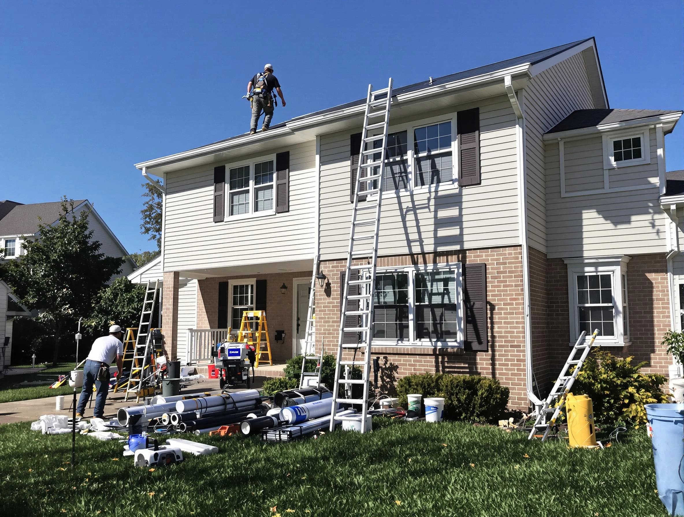 Medina Roofing Company completing a gutter replacement in Medina, OH