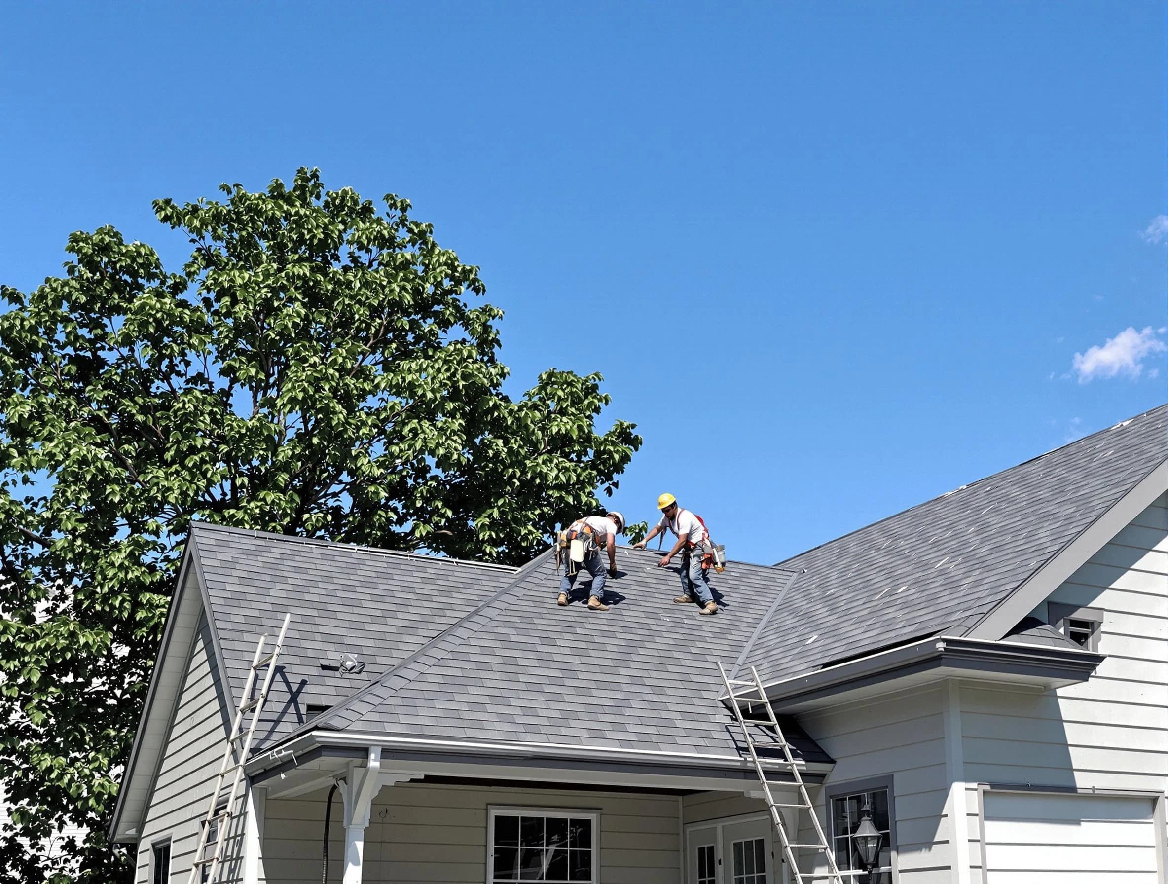 Medina Roofing Company crew finalizing a roof installation in Medina, OH