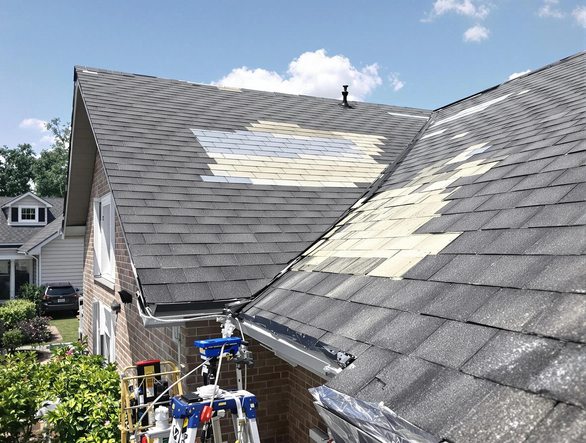 Close-up of roof repairs by Medina Roofing Company in Medina, OH